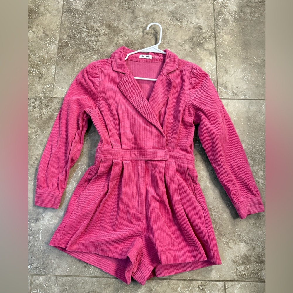 Day + Moon Pink Corduroy Long Sleeve Romper
